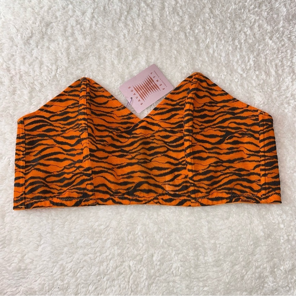Savage X Fenty Orange Ginger Lace Bandeau Bralette 3X NWT